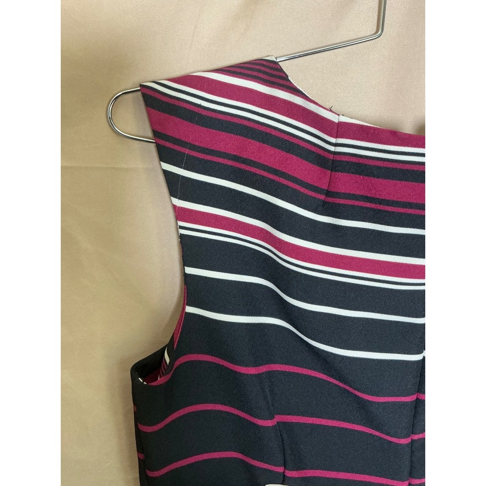 Shelby Palmer Sheath Dress Womens 12 Black Burgundy Striped Sleeveless Excellent - Picture 14 of 15